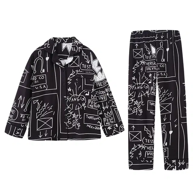 好福份 德绒开衫翻领保暖简约长袖长裤睡衣套装 男款 图片色