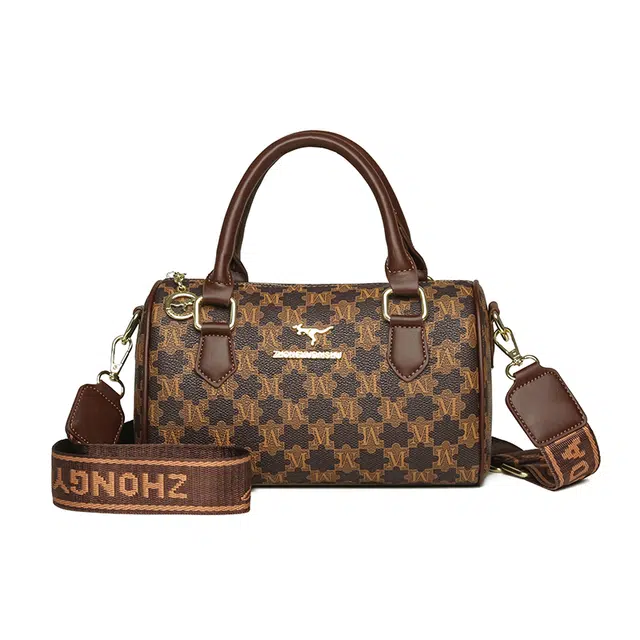 草丛喵喵喵 高级感百搭复古日常通勤小众 合成革 手提包 女款 棕色/卡其色