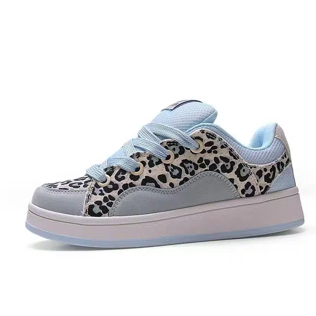 小鹿米利 潮流小众设计 时尚百搭 舒适轻便 低帮 生活休闲鞋 女款 豹纹蓝