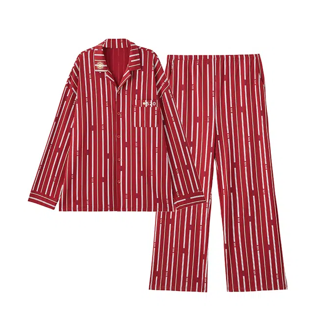 俏薇妮 简约时尚喜庆高级感休闲舒适可外穿家居服睡衣套装 男款 红色