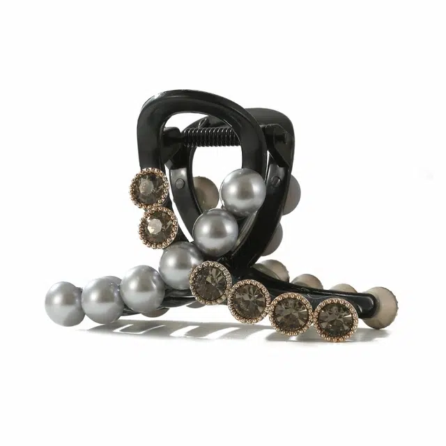 如花梦 轻奢气质灰色鲨鱼夹精致简约抓夹 后脑勺发抓优雅盘发头饰发卡 树脂 发夹 女款