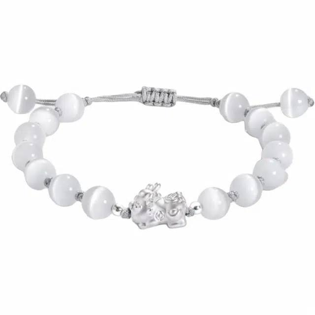 久爱 国潮貔貅吞金兽宝宝平安编织新中式国潮浪漫气质 猫眼石 玉石手链 男女同款情侣款