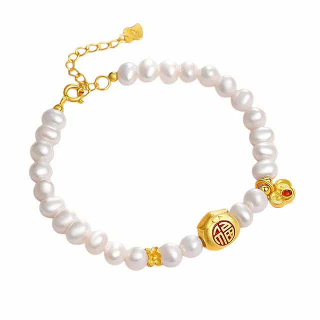 贝诗珠宝 如意福袋珍珠手串国潮复古福气满满锦上添花时来好运 淡水珍珠 手链 女款