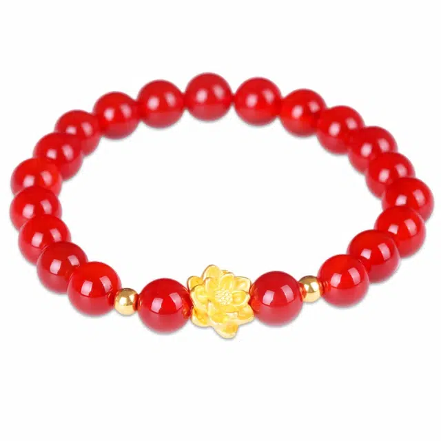 妍韵珠宝 莲花 新中式典雅高级 玛瑙 玉石手串 女款