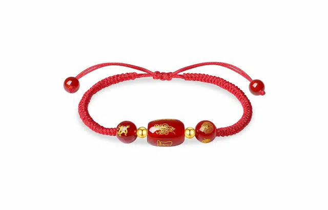 中国珠宝 转运珠红绳 新中式国潮精致优雅时尚简约百搭小众设计感本命年手工 玛瑙 玉石手链 女款