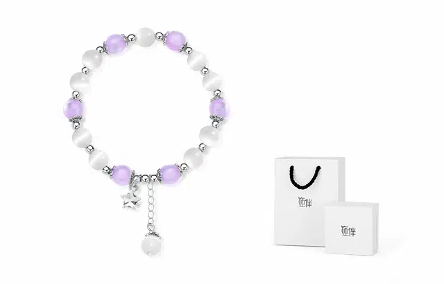 饰伴 草莓晶猫眼石月光石转运珠手链女甜美学生星海流苏清冷感手链 女款