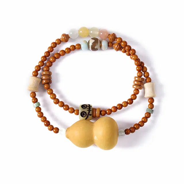 九隆古 上岸福禄 新中式民族风葫芦转运串 双圈森系文玩盘玩佛珠转运珠手饰#好运 橄榄核 手串 男女同款情侣款