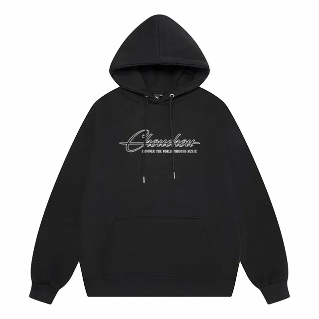 周同学 周杰伦 美式个性字母印花基础款连帽宽松套头加绒加厚防寒保暖无性别主义时尚简约舒适长袖卫衣 男女同款