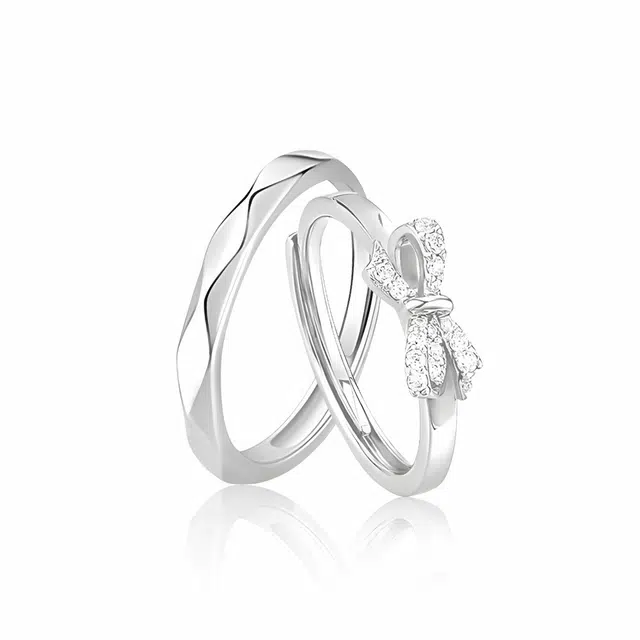 克兰茜 闪耀蝴蝶对戒 钟爱久久 浪漫精致轻奢日常百搭小众高级感 开口戒可调节一对 恋爱表白约会学生告白纪念日 铜 戒指 男女同款情侣款