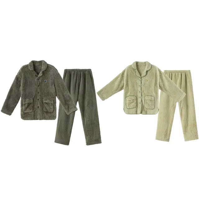 好福份 家居服翻领时尚保暖简约可外穿睡衣套装 男女同款