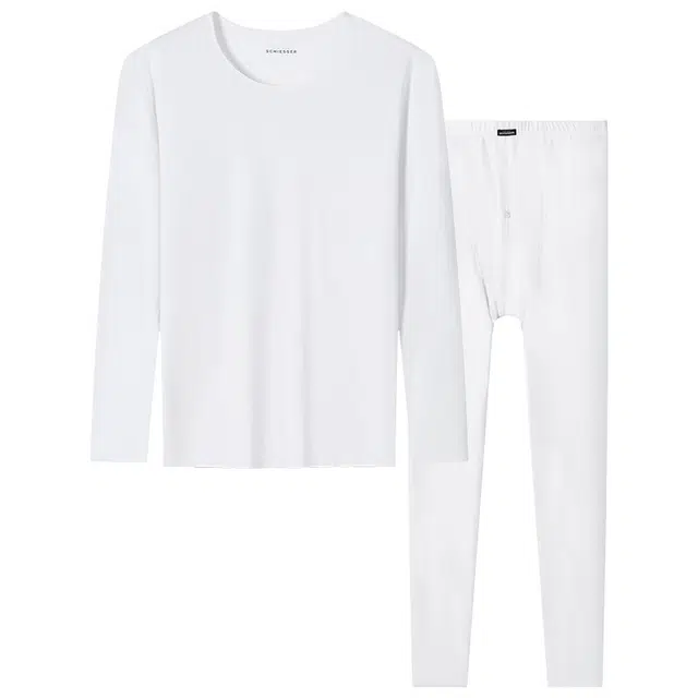 舒雅 圆领长袖纯色上衣舒适亲肤时尚长裤保暖套装 男款