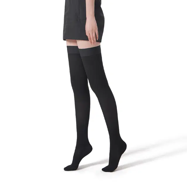 黄小姐 显瘦塑形纯色中筒袜 女款 黑色