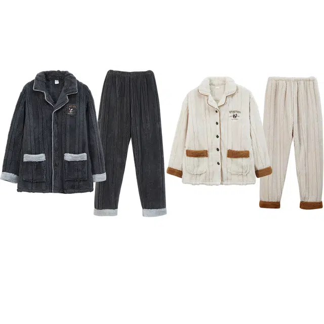 好福份 翻领可外穿保暖高级感家居服睡衣套装 男女同款