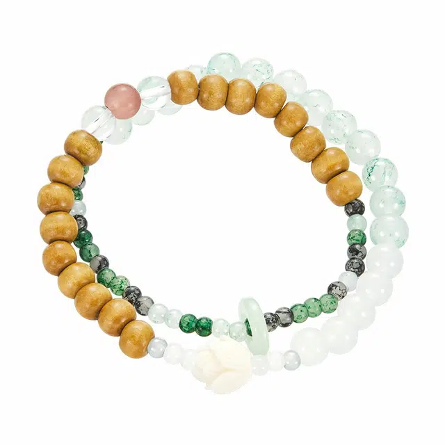 迷颂玛 听风挽双圈  多圈叠戴 新中式国风小众设计 招财好运  树脂  手串 女款