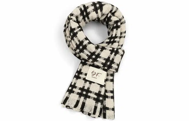 优幽兰 经典款格子针织加厚防风防寒保暖护脖子高级感韩系 绒线围巾 男女同款情侣款