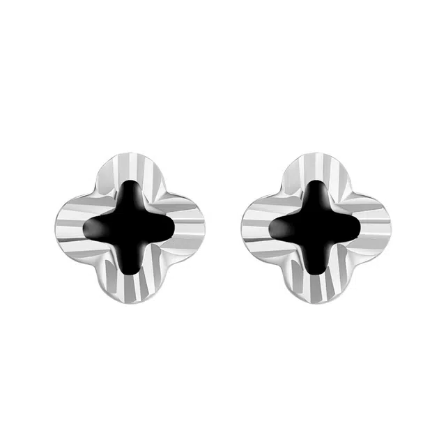 【可刻字写贺卡】 中国珠宝 四叶草 时刻为你守护她 爱要始于行动 浪漫轻奢 百搭精致日常通勤显气质 玛瑙 耳钉 女款