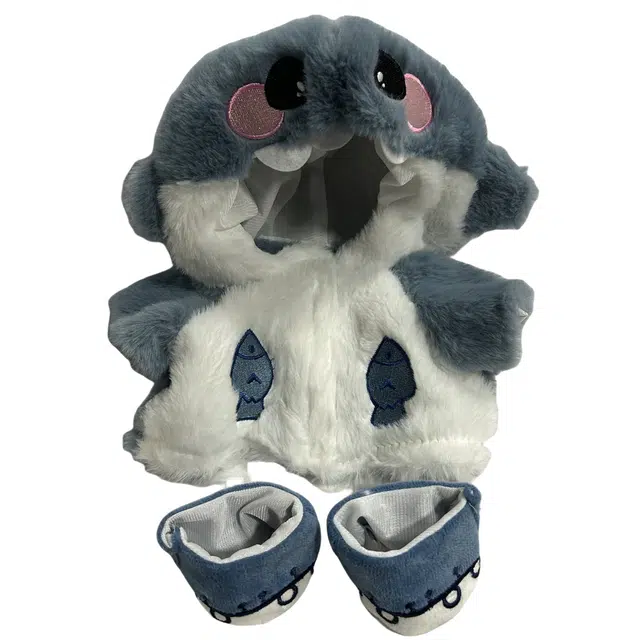 咔噜噜 熊衣服 变身换装鲨鱼小熊战士娃衣 针织衫 可爱治愈 毛绒玩具