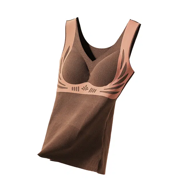 草本初色 免穿文胸无痕纯色舒适带胸垫小胸打底保暖上装 女款