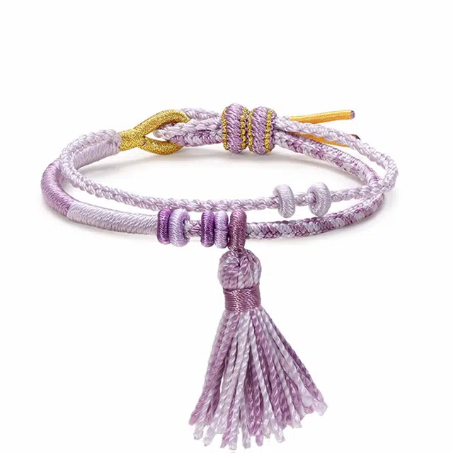 潮宏基 紫藤花海 薄荷曼波 流苏 青春优雅 编织 手绳 女款