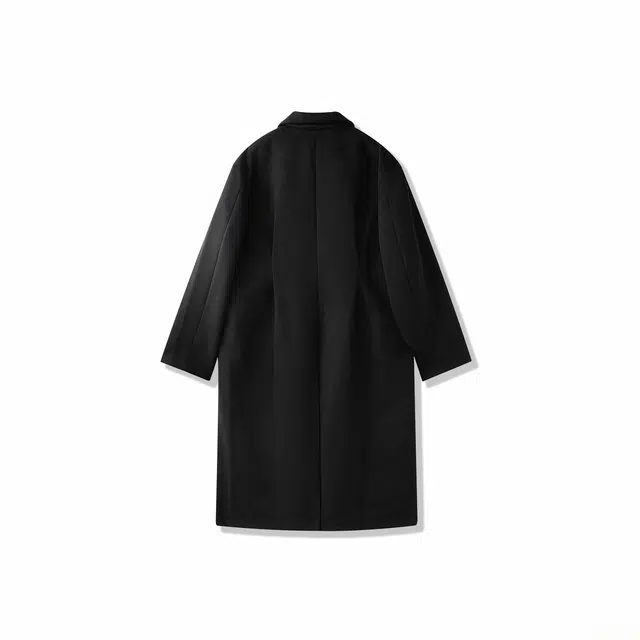 西装领单排扣毛呢长款过膝风衣外套大衣 男女同款