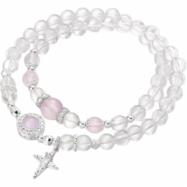 【做个富婆】 金六福吉祥 甜心小姐 粉晶新中式国风高级感精致百搭日常设计感温柔优雅复古爱情甜蜜招桃花转运珠#好运 水晶 手串 女款