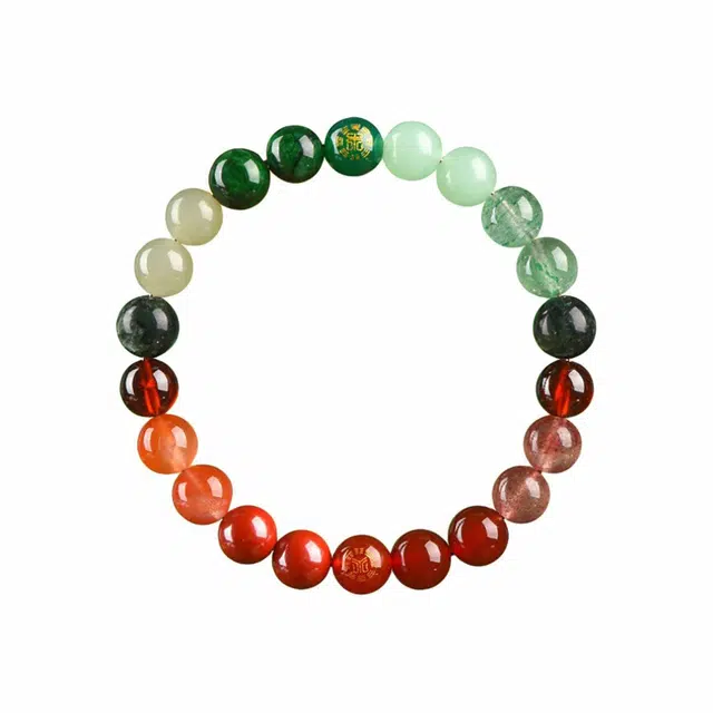 老庙 金木水火土五行相生五色五福多宝 水晶 手串 男女同款情侣款