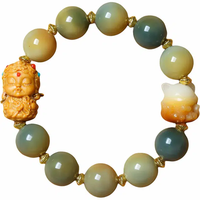 書卓 国潮民风 原创手工度母款单圈优雅气质 高级感设计 炭烧小青柠平安#好运 菩提根 手串 男女同款情侣款