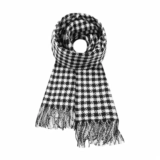 俞兆林 格子千鸟格双面 两用保暖加厚  绒线围巾 男女同款情侣款