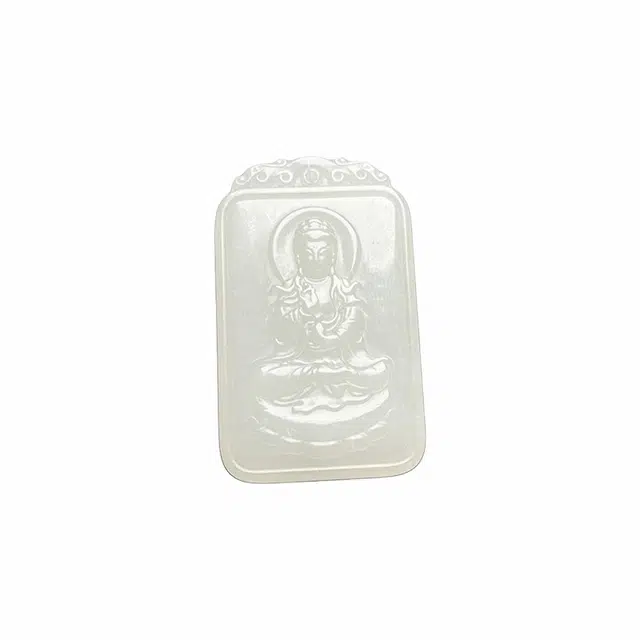 舒杰 【孤品】和田玉文殊菩萨吊坠 国潮本命年 白玉/青白玉 男女同款情侣款