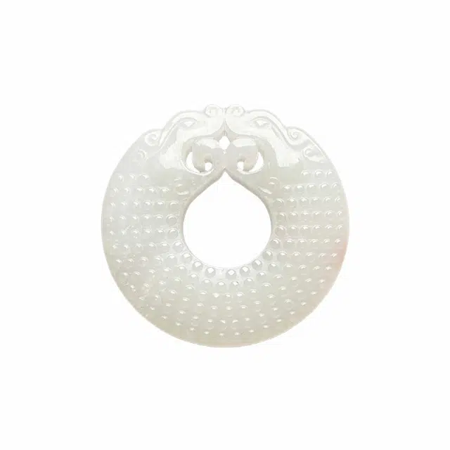 舒杰 【孤品】和田玉貔貅平安扣吊坠 中式国潮 白玉 男女同款情侣款