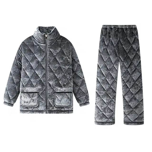 好福份 加厚保暖休闲可外穿长袖长裤睡衣套装 男款 图片色