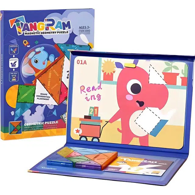 乐乐鱼 磁力七巧板智力 拼图教具 早教益智玩具