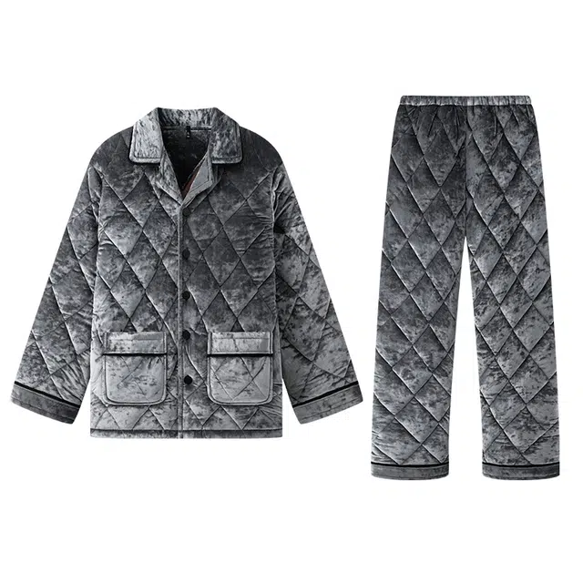 好福份 保暖加厚休闲长袖长裤可外穿睡衣套装 男款 图片色