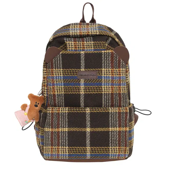 笛贝嘉 复古休闲简约日常通勤时尚百搭 棉 双肩包 大号 男女同款情侣款 多色