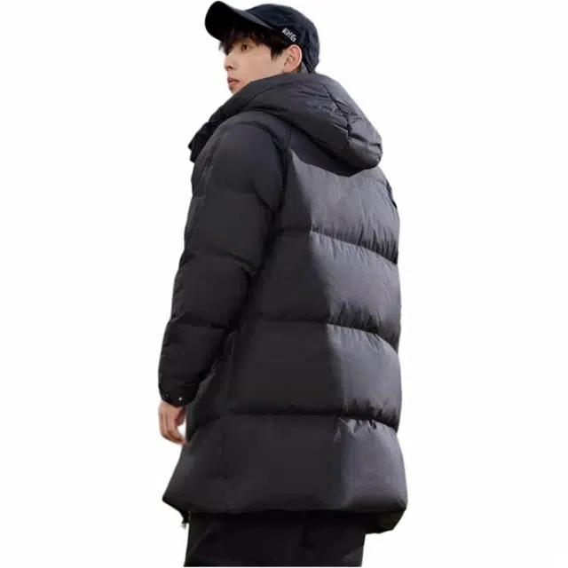 雅鹿 纯色连帽舒适长袖羽绒服 男款
