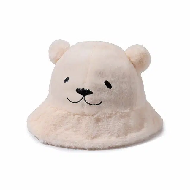 俞兆林 秋冬帽子女可爱小熊 腈纶 渔夫帽 女款 米白色/黑色/卡其色/粉色