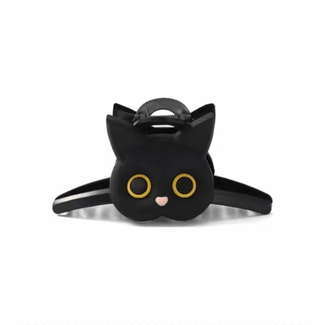 零界 可爱猫咪爱心亮面鲨鱼夹趣味大眼呆萌简约造型感日常通勤 亚克力 发夹 男女同款情侣款