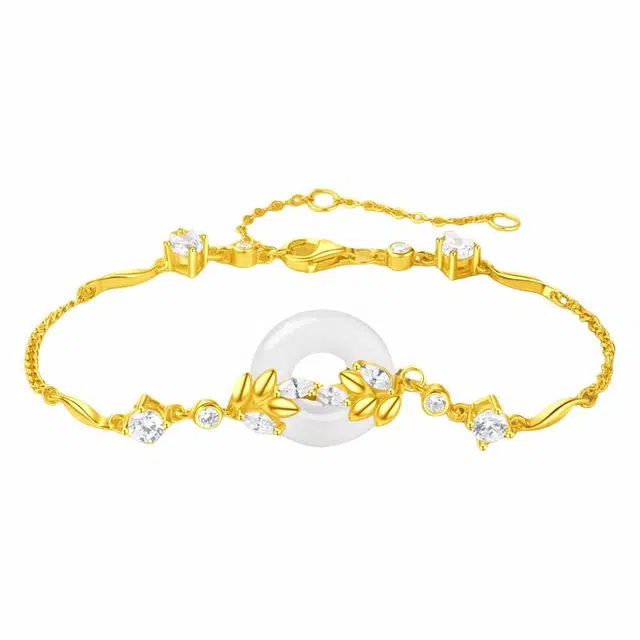 老凤祥 穗岁平安扣新中式简约百搭高级感 玉髓 手链 女款