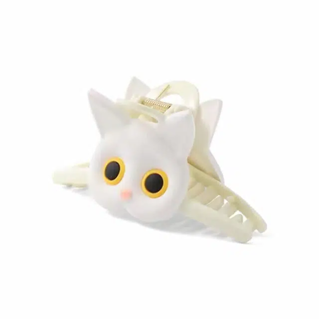 零界 可爱猫咪爱心亮面鲨鱼夹趣味大眼呆萌简约造型感日常通勤 亚克力 发夹 男女同款情侣款