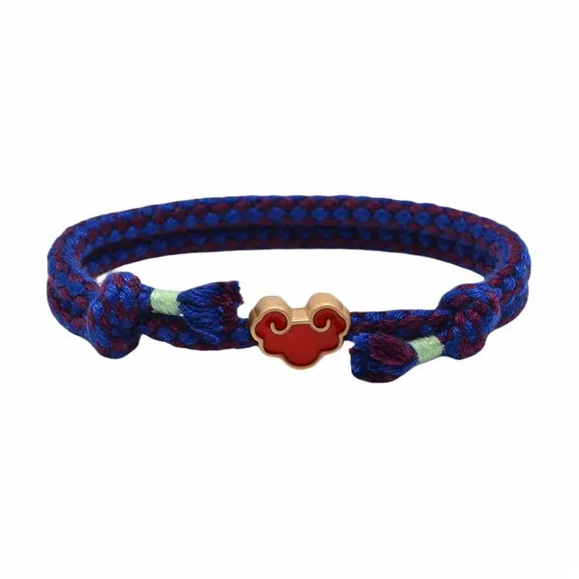 前方大荒野 如意祥云手绳新中式潮流复古国风氛围感简约小众设计发财转运手工编织绳可调节日常通勤百搭精致 合金 手链 男女同款情侣款