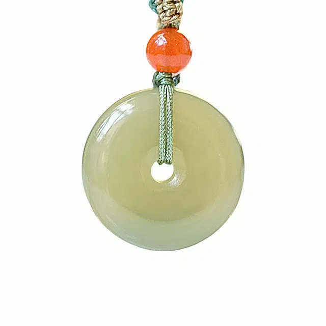 舒杰 小众百搭平安扣玉石项链 和田玉 青白玉 男女同款情侣款