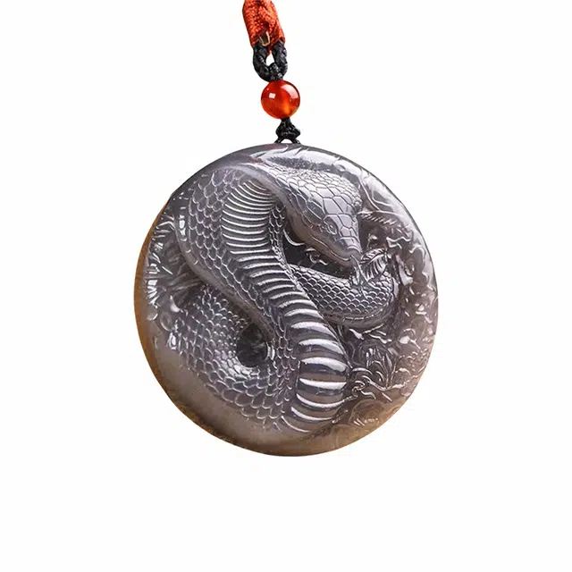 舒杰 国风轻奢本命年生肖蛇项链 和田玉 烟紫 男女同款情侣款