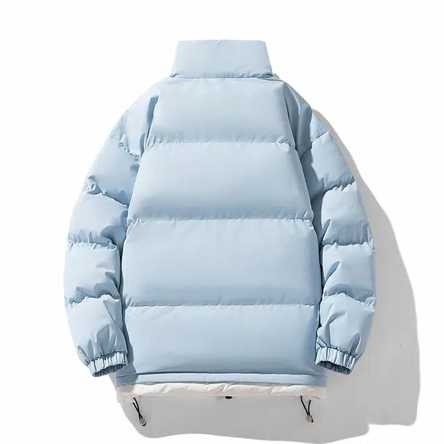 玉儿恋 美式复古基础款拼接撞色面包服立领保暖加厚纯色简约抽绳防风外套宽松学生党棉衣假两件棉服 男女同款