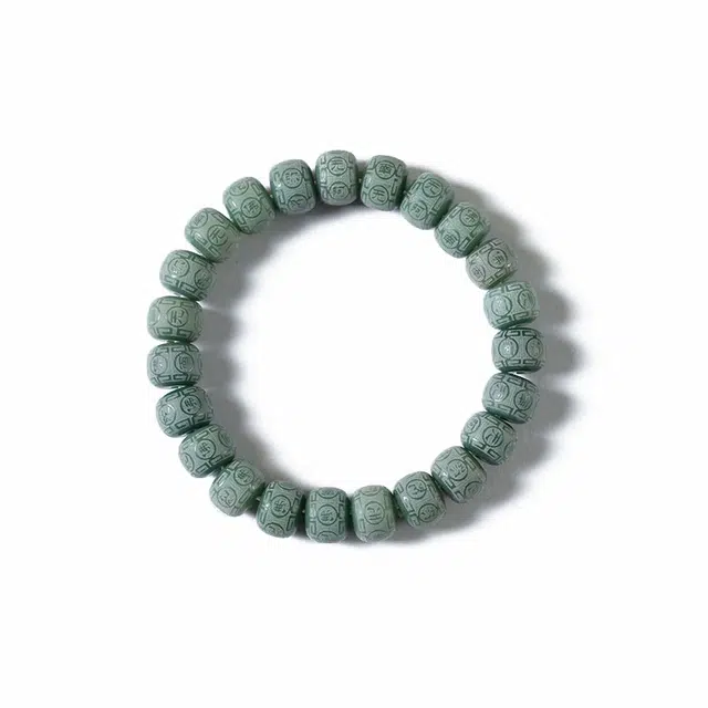 書卓 高级感时尚 风化精雕阿弥陀佛桶珠复古文玩绕指柔#好运 菩提根 手串 男女同款情侣款