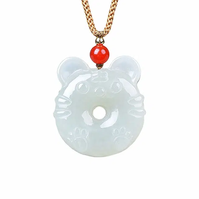 舒杰 简约小众招财虎 和田玉项链 白玉/青白玉 男女同款情侣款