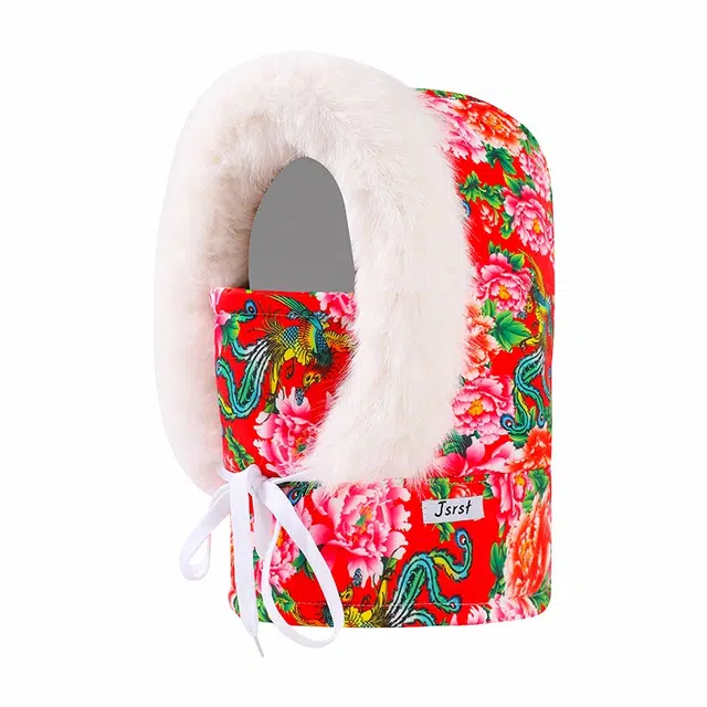 【哈尔滨雪乡旅游】 南极人 复古民族风东北大花护耳棉帽子围巾一体加绒厚保暖防风面罩遮脸护颈防寒 加厚 雷锋帽 男女同款情侣款
