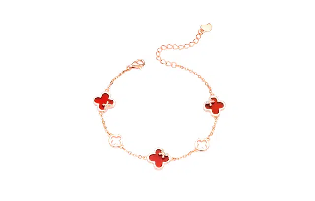 中国珠宝 四叶草森系时尚轻奢温柔简约优雅气质日常百搭小众好运 玛瑙 手链 女款