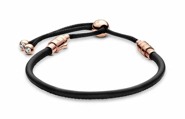 Pandora Leather Bracelet Black Rose Gold