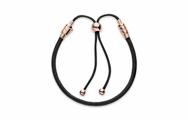 Pandora Leather Bracelet Black Rose Gold