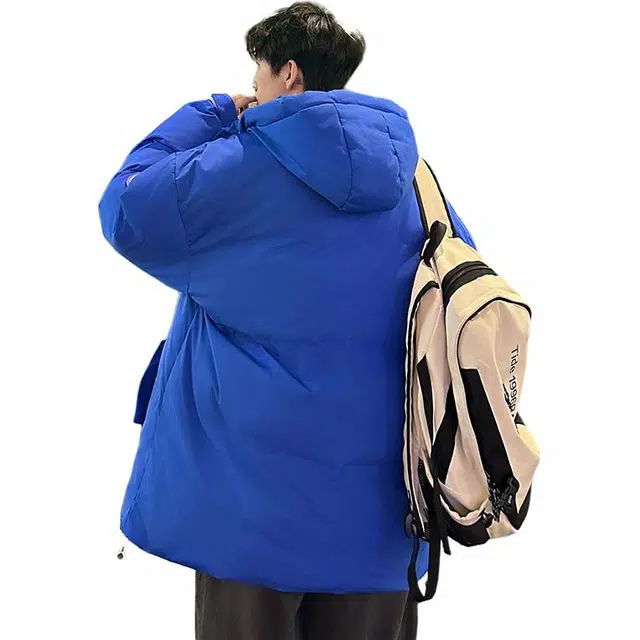 玉儿恋 纯色筒约三防棉衣港风加厚抗寒美式高街字母贴标设计感户外山系机能加厚保暖棉袄休闲宽松运动连帽百搭潮流痞帅棉服 男女同款